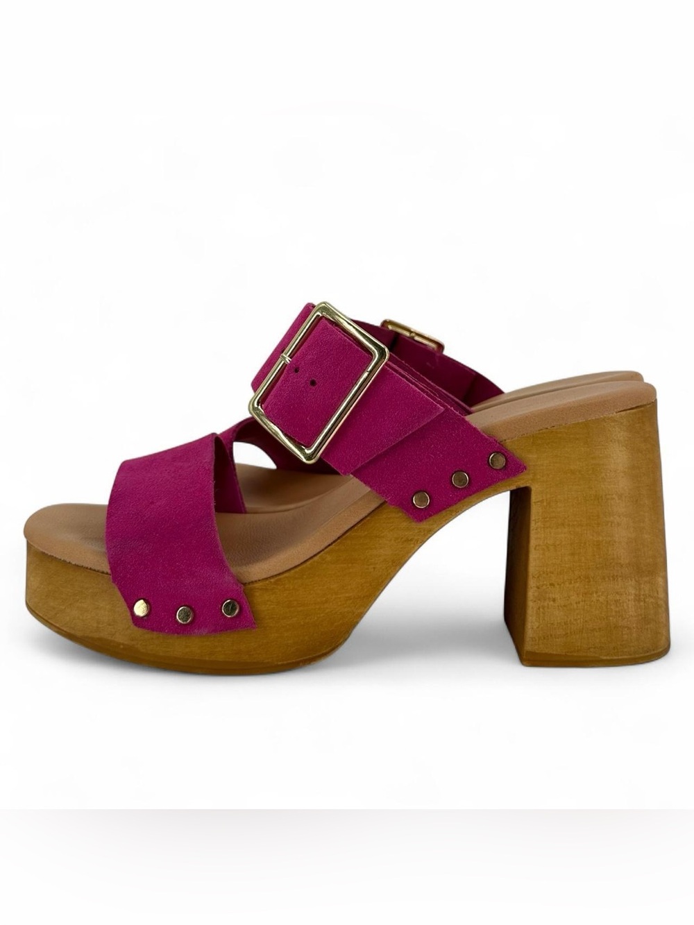 Avellini magenta suede platform sandals